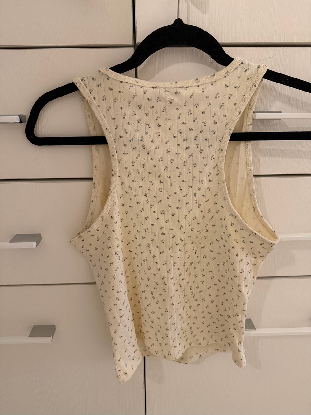 Celine Cream Floral Ribbed Tank - Picture 4 of 4